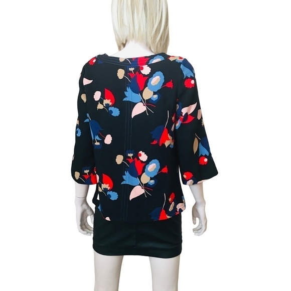 Anthropologie Boden Blouse Top Shirt Tank Floral Colorful Versatile ΒΎ Sleeve - Picture 8 of 13